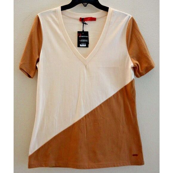 n : Philanthropy 17672MCJ00 Women's Sz S Ginger/Petal Pink Cruz V-Neck Tee Shirt - Picture 1 of 6